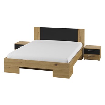 Łóżko + stoliki nocne 160x200 VERA VE81 dąb artisan / czarny