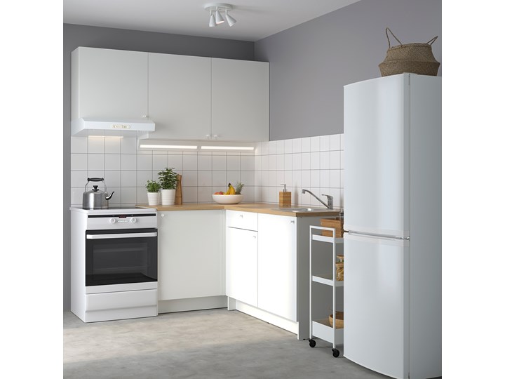 IKEA KNOXHULT Kuchnia narożna, biały, 182x183x220 cm Zestawy gotowe Kategoria Zestawy mebli kuchennych Kolor Beżowy