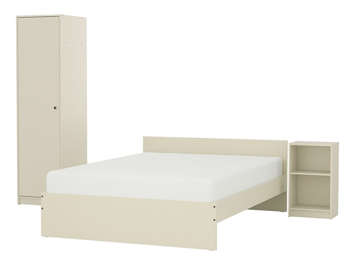 IKEA GURSKEN Rama łóżka, zagłówek, jasnobeżowy/Luröy, 140x200 cm Łóżko drewniane Kategoria Łóżka do sypialni Zagłówek Z zagłówkiem