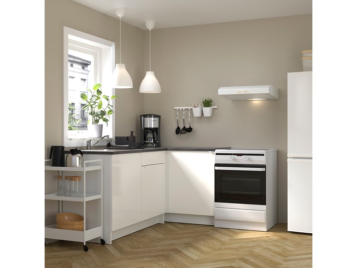 IKEA KNOXHULT Kuchnia narożna, połysk/biały, 183x122x91 cm Zestawy gotowe Kategoria Zestawy mebli kuchennych