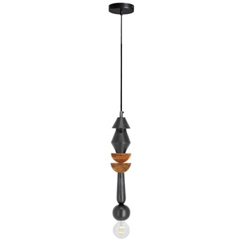 Lampa wisząca metalowo-drewniana czarna 39 cm