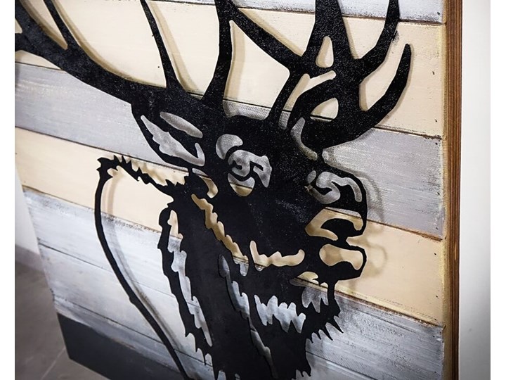 Obraz metalowy 3D JELEŃ Loftowy Wysokość 80 cm Pomieszczenie Sypialnia Szerokość 60 cm Wymiary 60x80 cm
