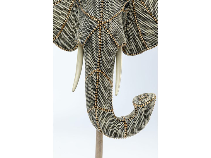 Figurka dekoracyjna Elephant Head Pearls 28x49 cm kolorowa Tworzywo sztuczne Zwierzęta Kolor Biały