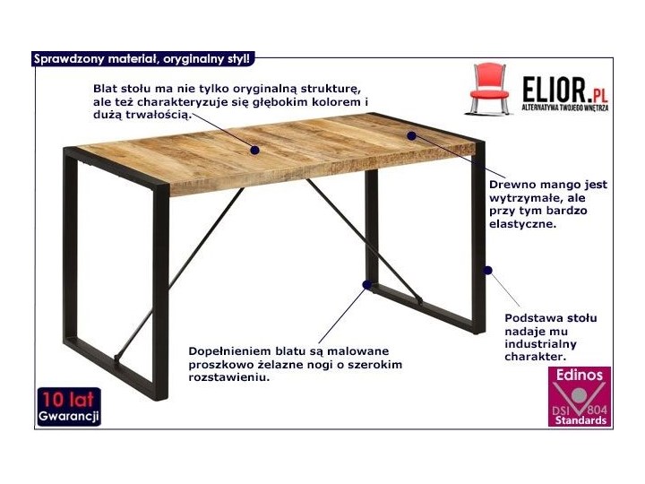 Industrialny stół z mango 70x140 – Veriz 2X Długość 140 cm Szerokość 70 cm Długość 70 cm Pomieszczenie Stoły do salonu Drewno Wysokość 75 cm Kategoria Stoły kuchenne
