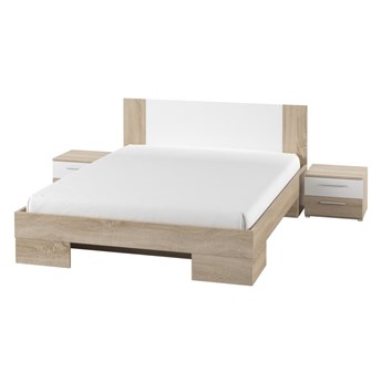 Łóżko + stoliki nocne 160x200 VERA VE81 sonoma jasny / biały