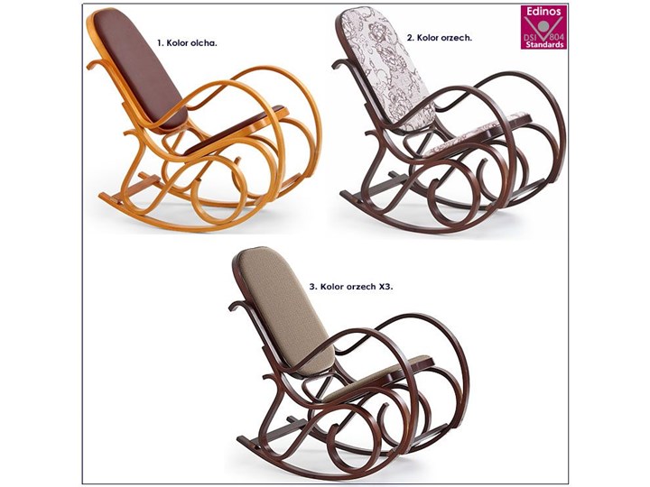 Drewniany fotel bujany w kolorze Wenge - Dixel Wysokość 95 cm Drewno Głębokość 90 cm Kolor Szary