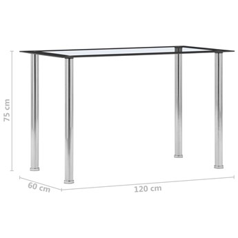 vidaXL Stół jadalniany, czarny i przezroczysty, 120x60x75 cm, szkło