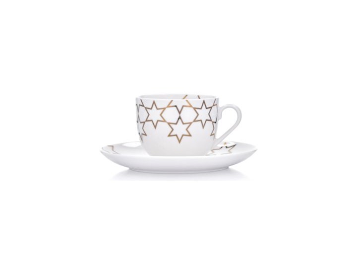 Filiżanka ze spodkiem w gwiazdki DUKA FELICIA ART DECO 230 ml porcelana Kategoria Filiżanki Kolor Szary