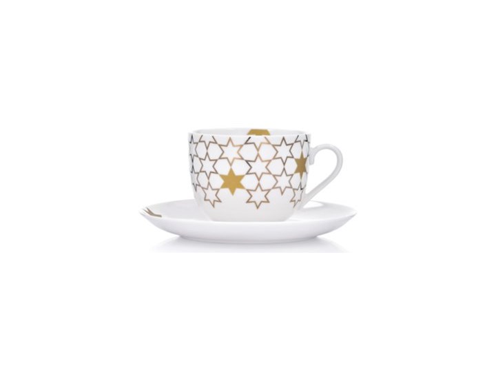 Filiżanka ze spodkiem gwiazdki DUKA FELICIA ART DECO 300 ml biała porcelana Kolor Biały