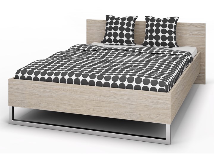 Eleganckie łóżko z wezgłowiem Style 140x200 dąb sonoma Pojemnik na pościel Bez pojemnika