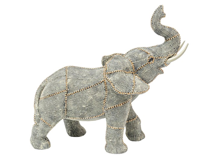 Figurka dekoracyjna Walking Elephant Pearls 29x27 cm kolorowa Zwierzęta Tworzywo sztuczne Kolor Biały