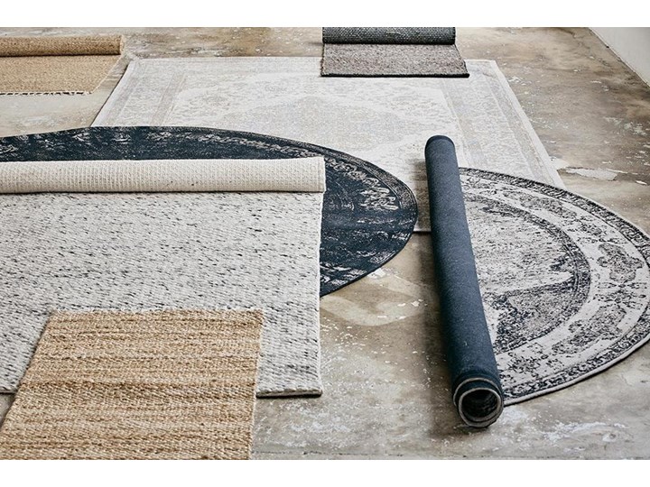 DYWAN GRAND KOLOR DARK GREY BLACK NORDAL śr. 140 cm Wełna 140x140 cm Poliester Dywaniki Bawełna Dywany Okrągły Wzór Orientalny