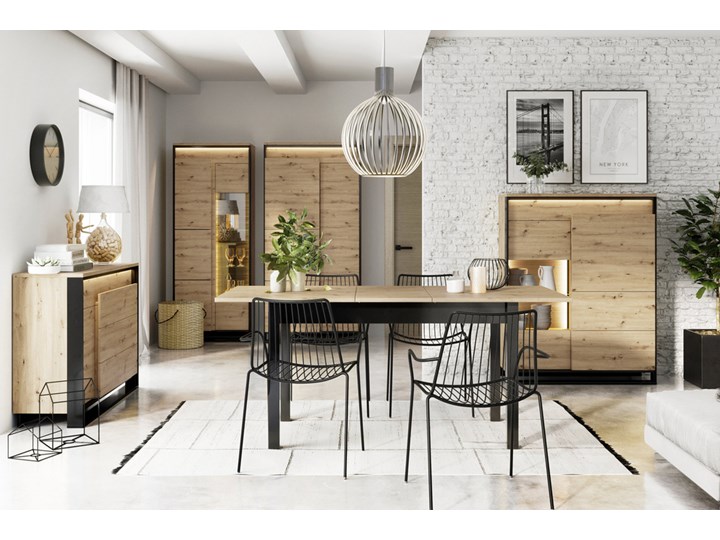 SELSEY Komoda jednodrzwiowa z czterema szufladami Soraia Drewno Wysokość 91 cm Głębokość 41 cm Płyta MDF Szerokość 130 cm Lustro Styl Industrialny