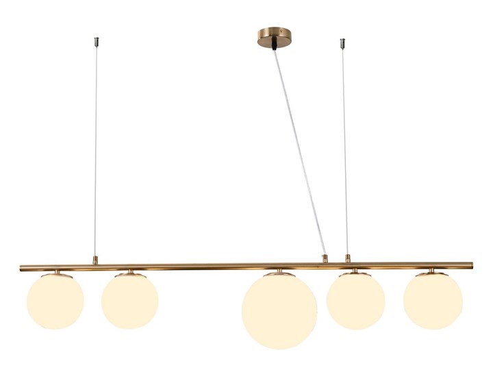 NOWOCZESNA LAMPA WISZĄCA MOSIĘŻNA BARISTICA W5 Metal Ilość źródeł światła 5 źródeł Lampa z abażurem Szkło Lampa z kloszem Mosiądz Styl Nowoczesny
