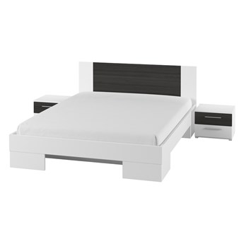 Łóżko + stoliki nocne 160x200 VERA VE81 biały / orzech czarny