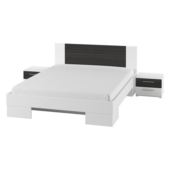 Łóżko + stoliki nocne 180x200 VERA VE82 biały / orzech czarny