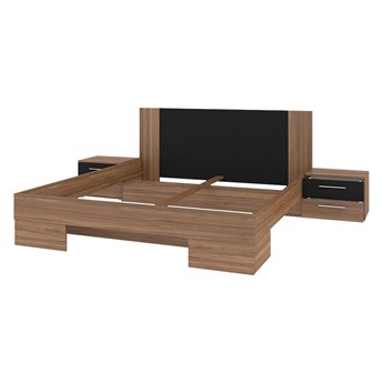 Łóżko + stoliki nocne 180x200 VERA VE82 orzech czerwony / czarny
