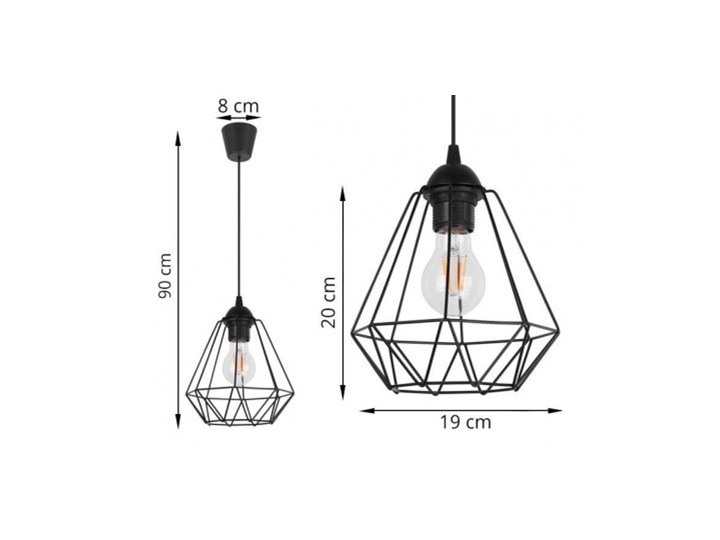 Lampa Wisząca Pojedyncza Styl Loft Czarna Lampa z kloszem Styl Nowoczesny Metal Lampa druciana Kategoria Lampy wiszące