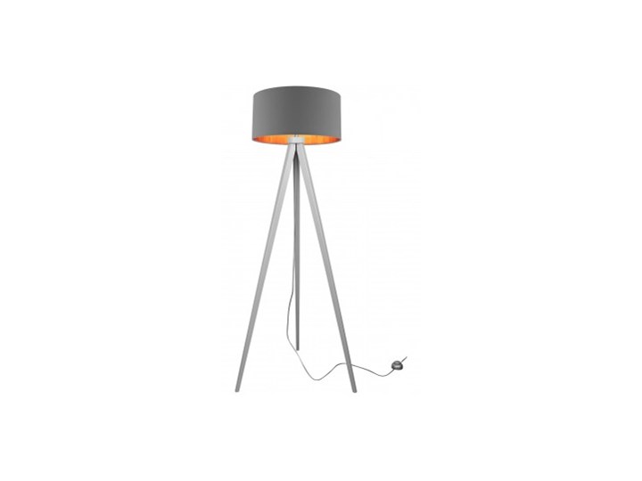 Lampa Stojąca Drewniana Trójnóg Abażur ze Złotym Wnętrzem Lampa z kloszem Drewno Lampa z abażurem Lampa LED Lampa sztalugowa Styl Nowoczesny