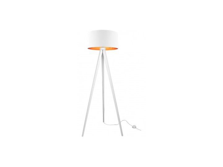 Lampa Stojąca Drewniana Trójnóg Abażur ze Złotym Wnętrzem Lampa z abażurem Drewno Lampa LED Lampa sztalugowa Lampa z kloszem Styl Nowoczesny