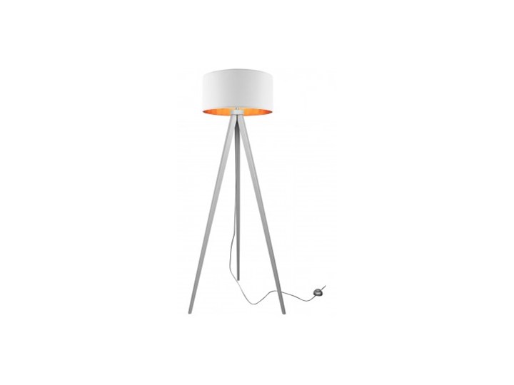 Lampa Stojąca Drewniana Trójnóg Abażur ze Złotym Wnętrzem Lampa z abażurem Lampa z kloszem Lampa LED Drewno Lampa sztalugowa Kategoria Lampy podłogowe