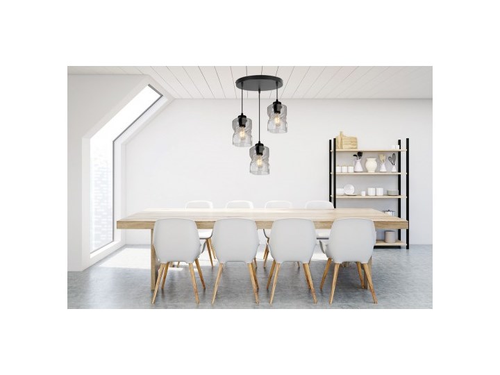 Nowoczesna Lampa Wisząca LED ze Szklanymi Kloszami Szkło Lampa z kloszem Metal Kolor Szary Styl Nowoczesny