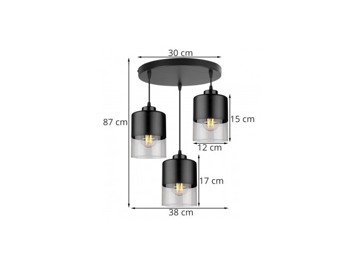 Lampa Wisząca Nowoczesna ze Szklanymi Kloszami z Metalu Lampa z kloszem Ilość źródeł światła 3 źródła Szkło Kolor Szary