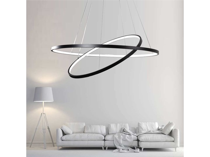 LED ring double - żyrandol 70cm - podwójny pierścień LED Metal Szkło Stal Funkcje Brak dodatkowych funkcji