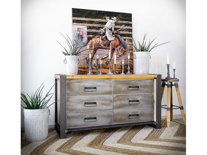 Komoda industrialna loft FACTORY SOSNA 2 Drewno Styl Industrialny Głębokość 50 cm Z szufladami Pomieszczenie Salon
