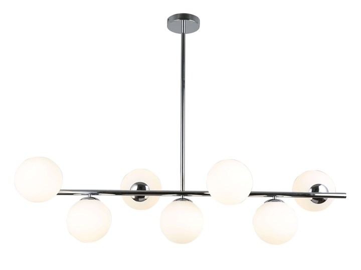 NOWOCZESNA LAMPA WISZĄCA CHROMOWANA FREDICA W7 Styl Nowoczesny Lampa z abażurem Szkło Metal Lampa z kloszem Kolor Biały