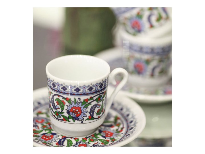 Komplet 6 filiżanek z talerzykiem Ornament Komplety filiżanek Kategoria Filiżanki Filiżanka ze spodkiem Porcelana Filiżanka do kawy Kolor Wielokolorowy