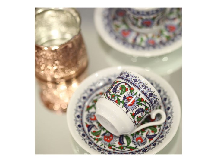 Komplet 6 filiżanek z talerzykiem Ornament Kategoria Filiżanki Filiżanka do kawy Komplety filiżanek Porcelana Filiżanka ze spodkiem Kolor Wielokolorowy