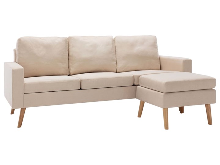 vidaXL 3-osobowa sofa z podnóżkiem, kremowa, tapicerowana tkaniną Liczba miejsc Trzyosobowy Prawostronne Szerokość 184 cm Kolor Beżowy