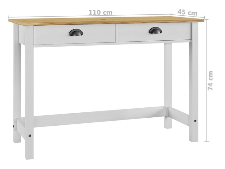 vidaXL Stolik konsola Hill Range, 2 szuflady, 110x45x74 cm, lita jodła Drewno Kolor Beżowy Sosna Szerokość 110 cm Głębokość 45 cm Z szufladą Kategoria Konsole