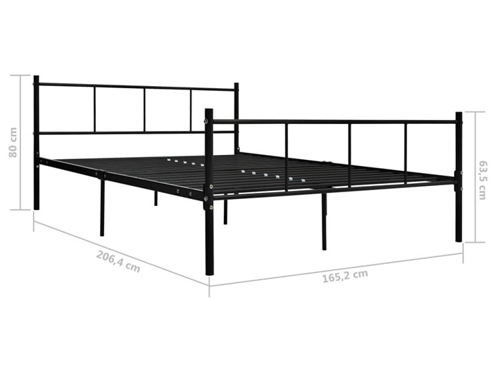 vidaXL Rama łóżka, czarna, metalowa, 160x200 cm Łóżko metalowe Styl Tradycyjny