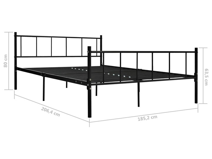vidaXL Rama łóżka, czarna, metalowa, 180 x 200 cm Łóżko metalowe Kolor Czarny Styl Tradycyjny