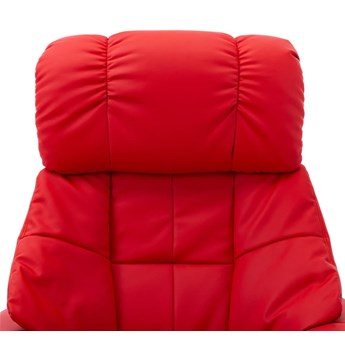 vidaXL Rozkładany fotel masujący, czerwony, ekoskóra i gięte drewno