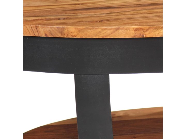 vidaXL Stolik kawowy, 65 x 65 x 32 cm, lite drewno akacjowe Kształt blatu Okrągłe Stal Szerokość 65 cm Długość 65 cm Funkcje Z półkami