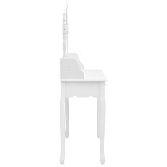 vidaXL Toaletka ze stołkiem, biała, 75x69x140 cm, drewno paulowni