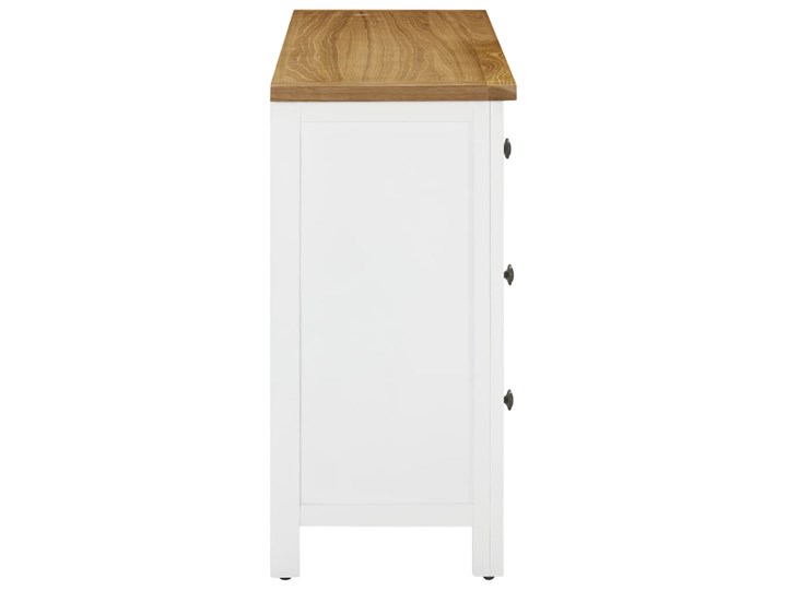 vidaXL Komoda, 105 x 33,5 x 73 cm, lite drewno dębowe Szerokość 105 cm Wysokość 105 cm Płyta MDF Kategoria Komody Głębokość 33 cm Kolor Biały