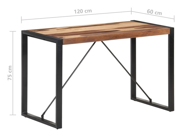 vidaXL Stół jadalniany, 120x60x75, lite drewno o wyglądzie sheesham Wysokość 75 cm Kategoria Stoły kuchenne Stal Pomieszczenie Stoły do kuchni