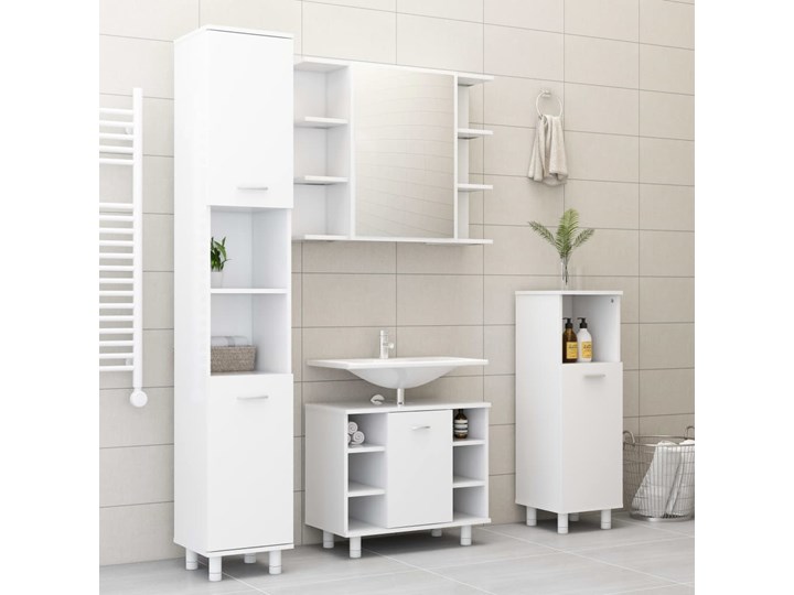 vidaXL Szafka łazienkowa z lustrem, biała, 80 x 20,5 x 64 cm Wiszące Głębokość 20 cm Płyta stolarska Nad umywalkę Drewno Płyta MDF Szerokość 80 cm Styl Nowoczesny