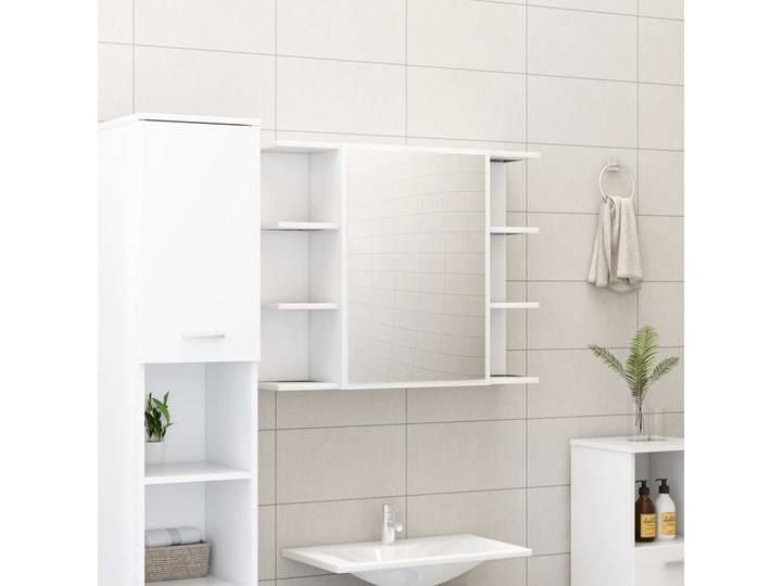 vidaXL Szafka łazienkowa z lustrem, biała, 80 x 20,5 x 64 cm Wiszące Szerokość 80 cm Drewno Nad umywalkę Płyta stolarska Głębokość 20 cm Płyta MDF Styl Nowoczesny