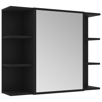 vidaXL Szafka łazienkowa z lustrem, czarna, 80 x 20,5 x64 cm, płyta