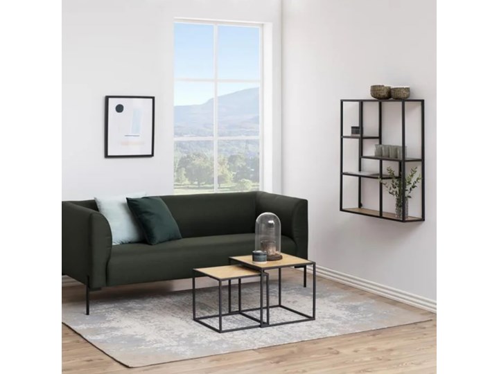 Zestaw dwóch stolików kawowych metalowy czarny stelaż 50x50 cm Szerokość 40 cm Wysokość 45 cm Długość 40 cm Wysokość 40 cm Zestaw stolików Płyta meblowa Styl Nowoczesny