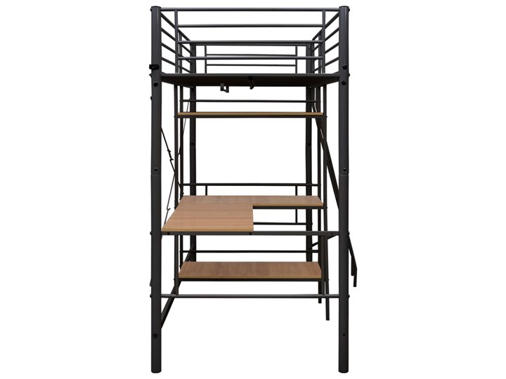 vidaXL Rama łóżka piętrowego z biurkiem, czarna, metalowa, 90 x 200 cm Łóżko piętrowe Rozmiar materaca 90x200 cm