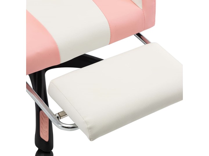 vidaXL Fotel dla gracza, z podnóżkiem, różowo-biały, sztuczna skóra Skóra ekologiczna Fotel obrotowy Tworzywo sztuczne Tkanina Fotel gamingowy Fotel z podnóżkiem Kolor Różowy
