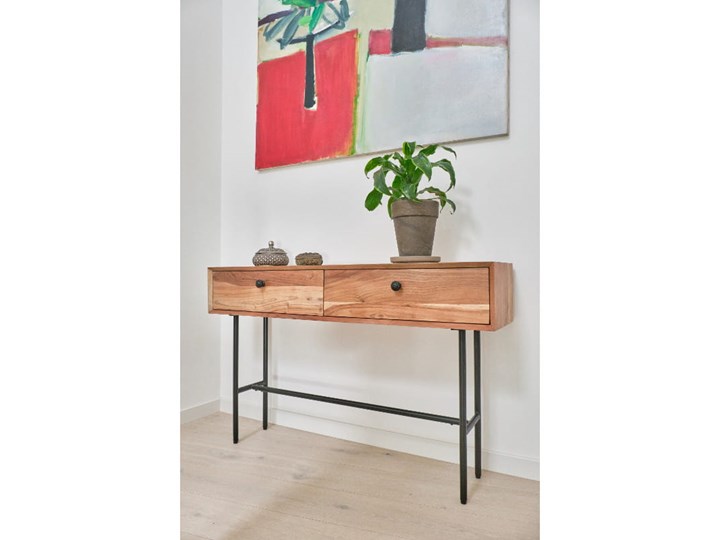 Konsola OLGA (Akacja) Wysokość 75 cm Metal Styl Skandynawski Głębokość 30 cm Płyta MDF Drewno Z szufladą Szerokość 120 cm Kategoria Konsole