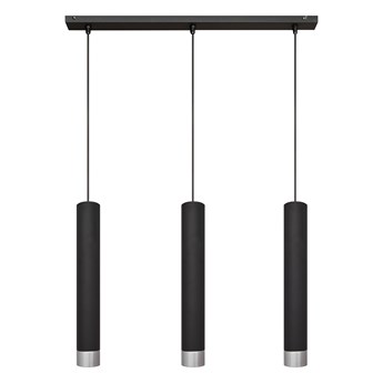 Lampa loft potrójna czarna TUBA z chromem