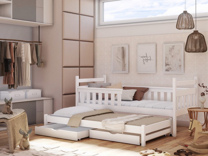 Łóżko piętrowe wysuwane DOMINIK niskie Lano Meble Drewno Podwójne Kategoria Łóżka dla dzieci